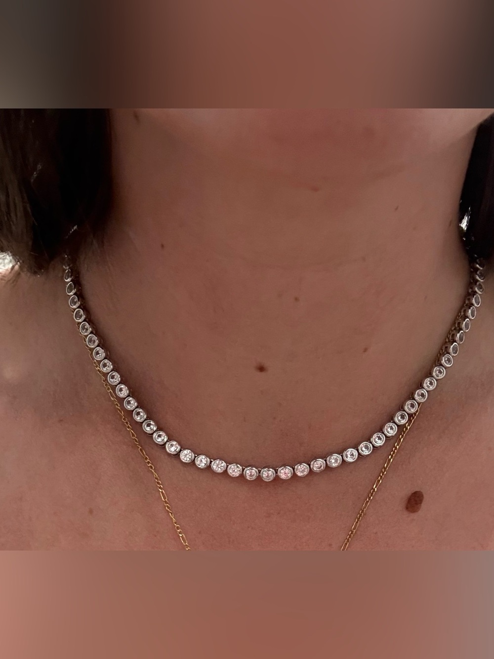 Dorsey White Sapphire Silver Rivière Necklace  EUC